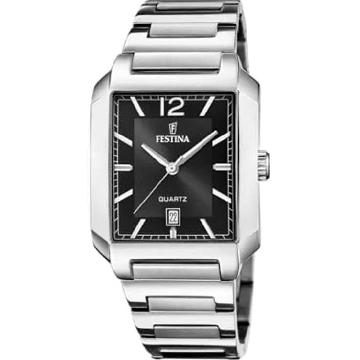 Festina F20677/4 Herren Uhr, Edelstahl Armband, schwarz/silber, 5 bar wasserdicht, 40,5mm