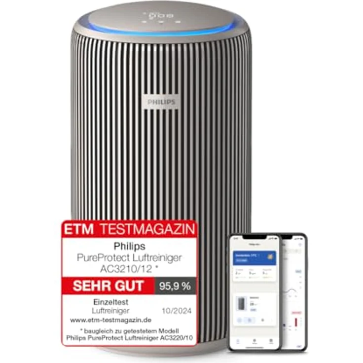 Philips AC3210/12, Luftreiniger mit HEPA-Filter, Luftreinigungsrate 500 m³/h für Räume bis 130 m², geräuscharm (47,5 dB), beige – Bild 1