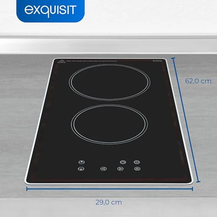 Exquisit Kochfeld EKC301-R-020 | Glaskeramik | Touch Control | Timer | Kindersicherung | Rahmenlos | 2 Kochstellen | 3000 W, Schwarz – Bild 4