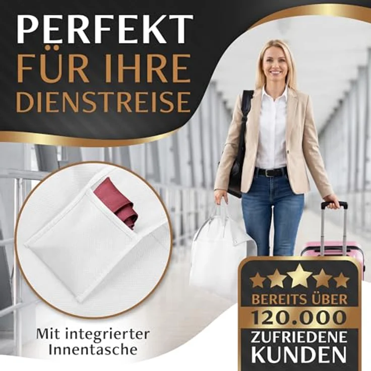 Bruce.® Kleidersack Kurz 100x60 cm – Seidenweiß, atmungsaktive Anzugtasche, schützt vor Staub, Regen und Motten – Bild 3