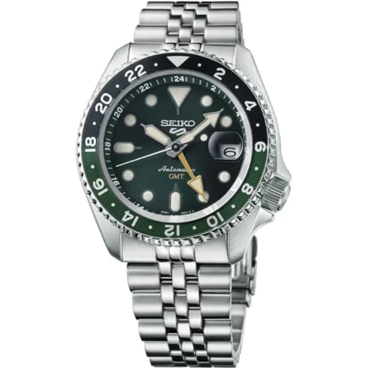 Seiko Montre 5 Sports GMT Automatique Cadran Vert, Armbanduhr mit grünem Zifferblatt SSK035K1