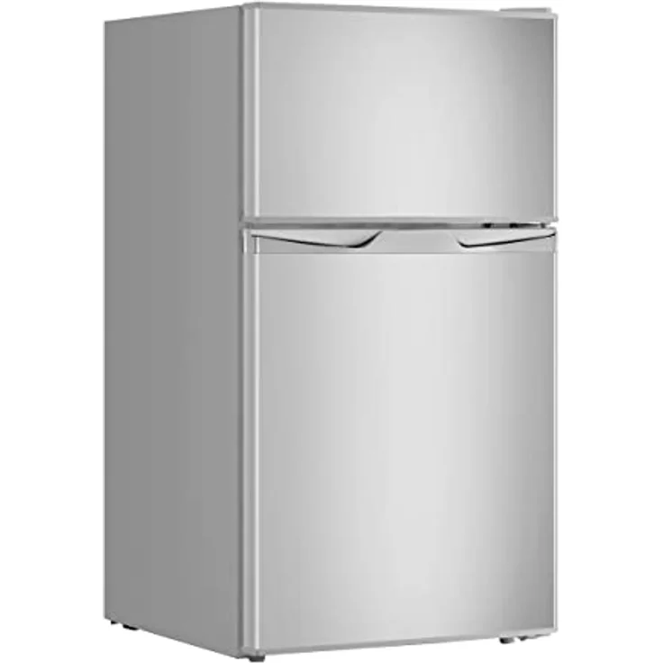 YUNA Kühl-Gefrierkombination GK85E-IX | 85cm Höhe | Inox-Look | 84 Liter Nutzinhalt |4*Gefrierfach 25 L | LED-Beleuchtung | Single/Büro Kühlschrank | 2 Böden | 2 Türfächer | Gemüseschublade – Bild 3