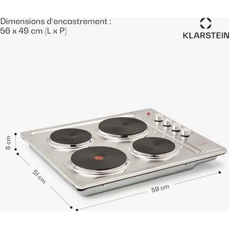Klarstein Appetito 4 Elektrokochfeld 4 Platten 6 Leistungsstufen 5500 Watt Edelstahl Silber – Bild 7