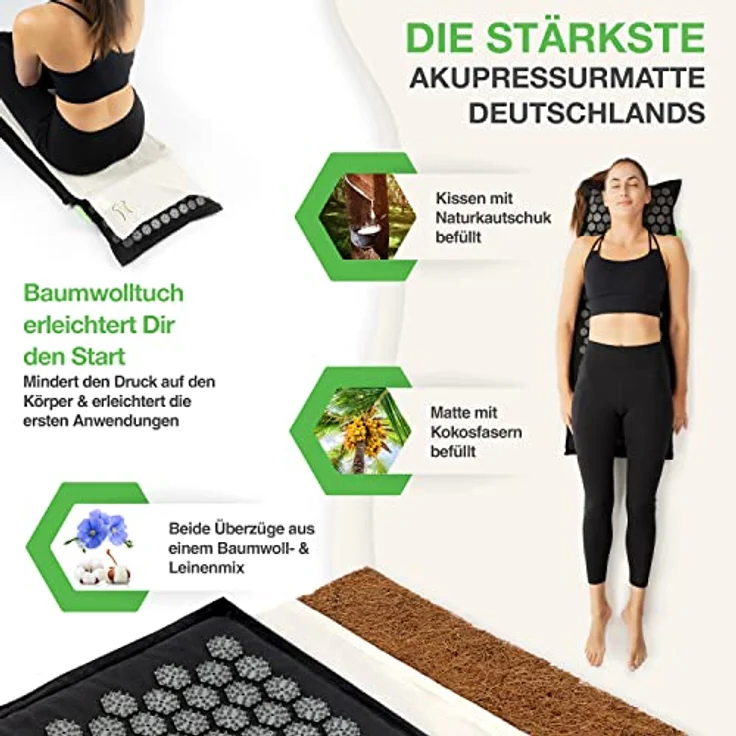 BACKLAxx® Akupressurmatte "Intensiva" Set, umweltfreundlich, 4853 Nadeln, Halbleinen (Blau) – Bild 2
