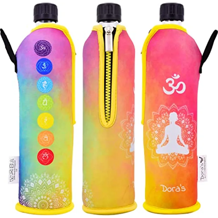 Firstorganicbaby Doraplast Glas Trinkflasche, chakras, 500 ml