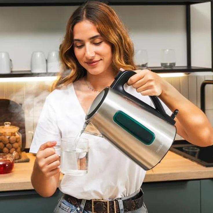 Cecotec Thermosense 210 Steel, Elektrischer Wasserkocher 1,7 L, 2200 W Edelstahlgehäuse, 360° drehbare Basis, Cool-Touch-Griff, doppeltes Sicherheitssystem – Bild 4