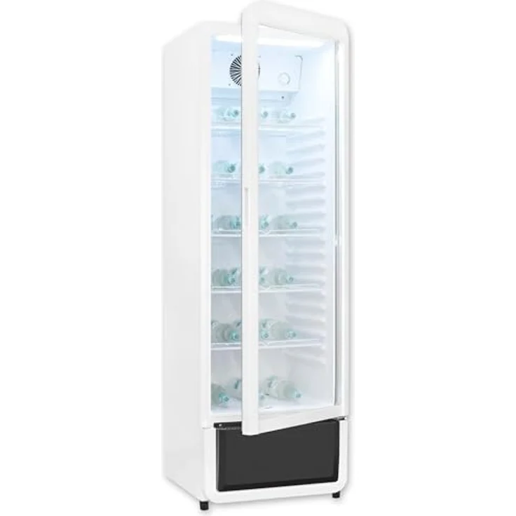 Exquisit GKS5260-GT-431D, Glastürkühlschrank mit 280l Volumen, 173 cm Höhe, Umluft, 5 verstellbare Ablagen, LED-Beleuchtung, weiß – Bild 4