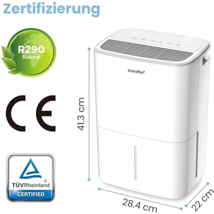 Comfee Luftentfeuchter 10 Liter/Tag, für Räume bis 16 m², automatische Abtauung, Kindersicherung, weiß – Bild 9