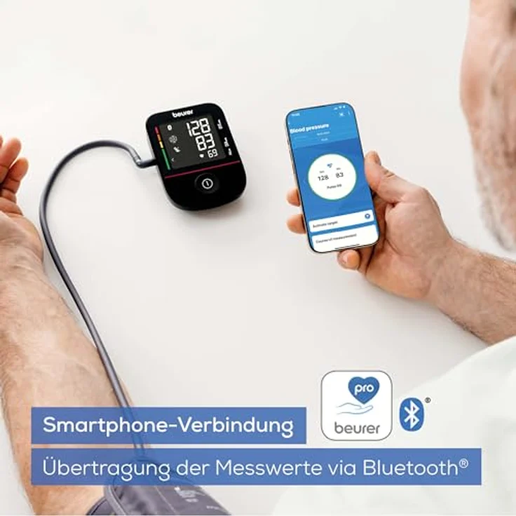 Beurer BM 48 Oberarm Blutdruckmessgerät, Arrhythmie-Erkennung, mit App-Anbindung, 22-42 cm Manschette – Bild 4
