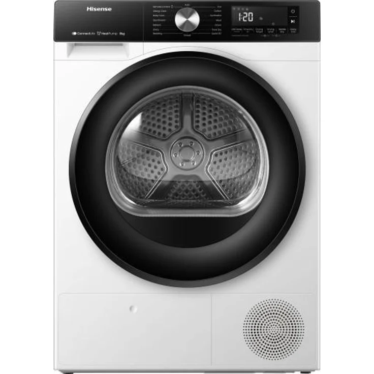 Hisense DH3S802BW2, Wäschetrockner Freistehend Frontlader mit 8 kg Fassungsvermögen, Weiß, mit Wi-Fi und AutoDrain Funktion