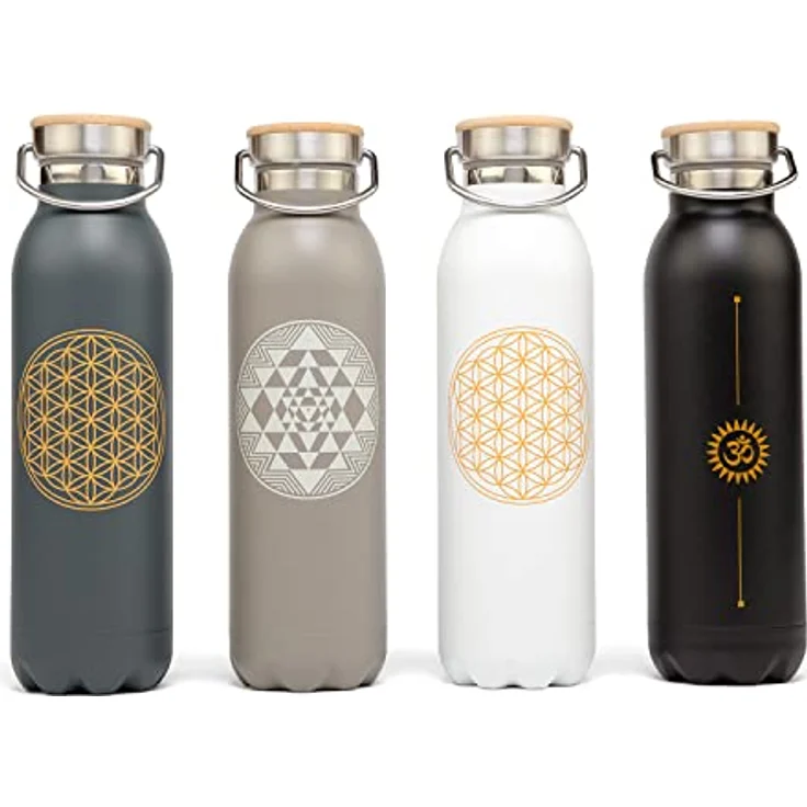 Bodhi Thermosflasche | Isolierte Trinkflasche aus Edelstahl | 100% Dicht & Auslaufsicher | Kalte & Warme Getränke | Veredelt mit Design Motiv | Für Sport und im Alltag (Blume des Lebens) – Bild 4