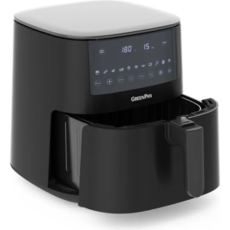 GREENPAN Heißluftfritteuse Bistro XL, 7,2L Volumen, Digitales LED-Display, Schwarz