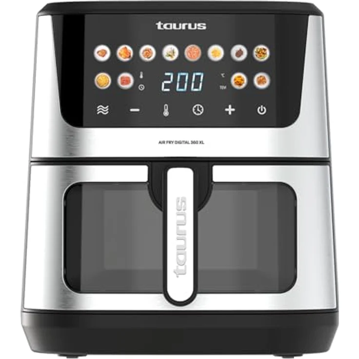 Taurus Heißluftfritteuse Air Fry Digital 360 XL, 2100W, 8L, 12 Programme, Touchscreen, Doppelheizung, Metallgehäuse, BPA-/PFOA-frei, Online-Rezepte – Bild 1