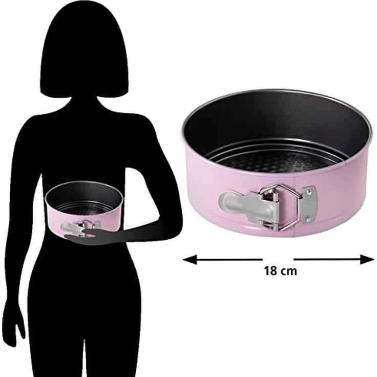 wenco premium Mini-Springform, Rund, Ø 18 cm, Antihaftbeschichtet, Kohlenstoffstahl, Hellrosa (Version 2022) – Bild 4