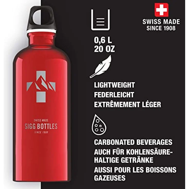 Sigg Unisex – Erwachsene Mountain Red Wasserflaschen, Rot, 0.6 – Bild 2