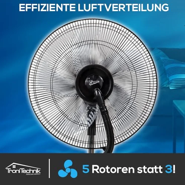 TroniTechnik Standventilator Turmventilator Vernebler SV05 40cm, inkl. Oszillation – Bild 6