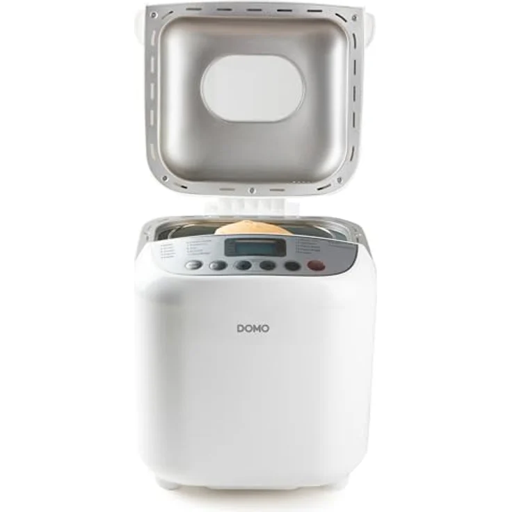 DOMO B3976 Brotbackautomat 500-750-1000gr - 17 Programme - inkl. glutenfreiem Programm mit Timer u. LCD-Display mit Warmhaltefunktion, Weiß/Silber – Bild 4