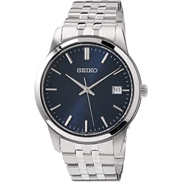 Seiko Herren-Uhr Quarz Edelstahl mit Edelstahlband SUR399P1, Blau