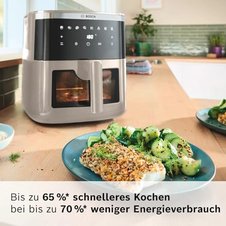 Bosch Heißluftfritteuse Serie 6 MAF671C0, XXL Air Fryer in creme, 7,2 L, beleuchtetes Sichtfenster, 7 voreingestellte Programme, bis zu 65% schnelleres Kochen – Bild 3