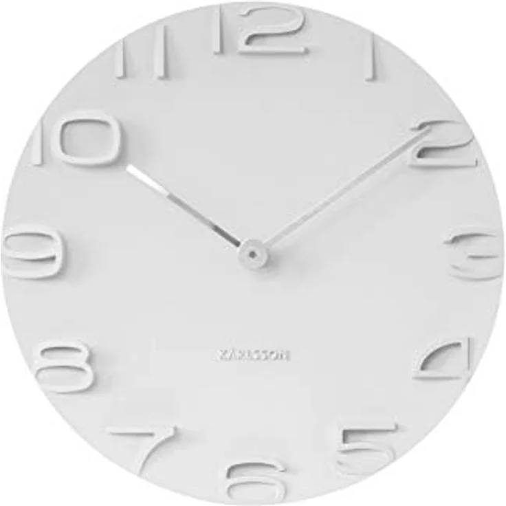 Karlsson KA5311WH Wanduhr On The Edge, weiß mit Zeiger, Chrom, Ø 42 cm – Bild 1