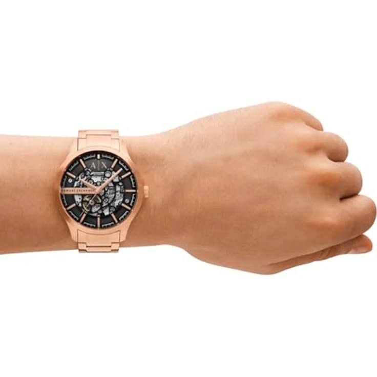 Armani Exchange Herren Analog Automatik Uhr mit Edelstahl Armband AX2456, Roségold, Wasserdicht bis 50 m – Bild 2
