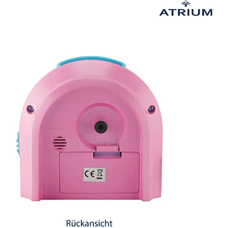 Atrium Kinder Wecker Analog Quarz mit Licht und Snooze, Rosa Türkis, 4-stufig ansteigendes Wecksignal, LED-Nachtlicht, 10x10x5 cm – Bild 4