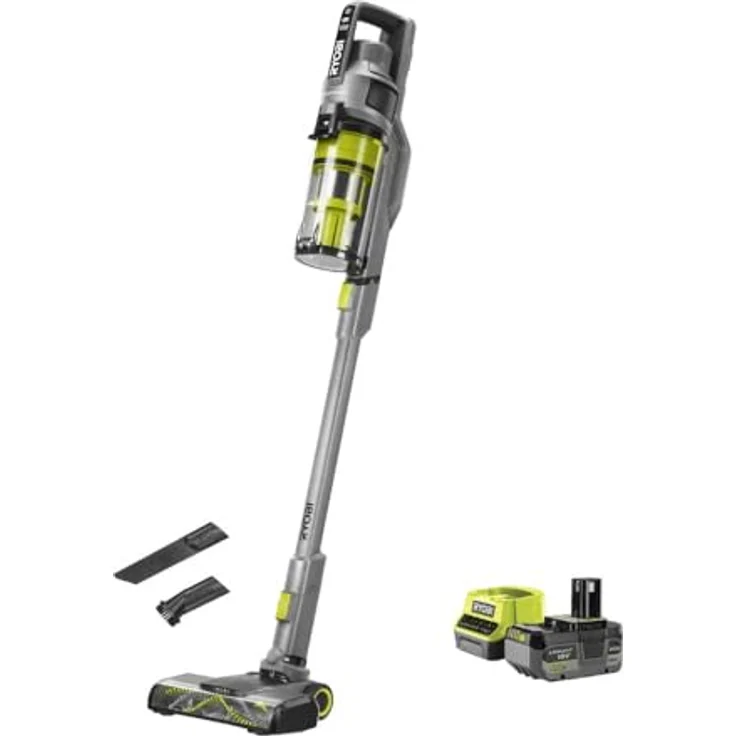 RYOBI 18 V ONE+ Brushless Bodenhandsauger RSVS18BL-1C40G, 90 AW Saugleistung, bürstenloser Motor, inkl. 4,0 Ah Akku und 2,0 A Ladegerät, Anthrazit – Bild 1