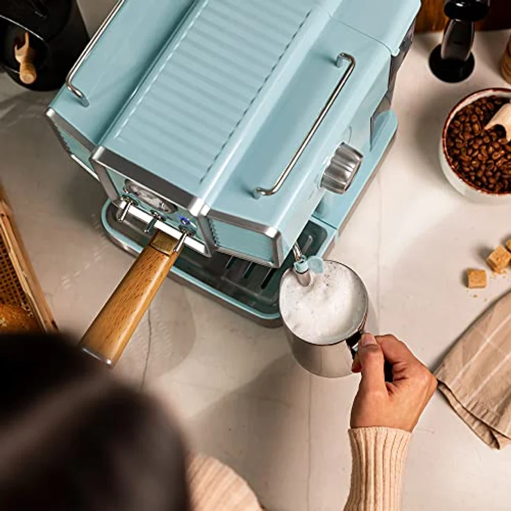Cecotec Express Power Espresso 20 Tradizionale Light Blue, 1350 W, Espresso und Cappucicno, 20 Bars und Thermoblock, Verdampfer, Manometer, Vintage-Design, Fassungsvermögen 1,5 Liter, Hellblau – Bild 5