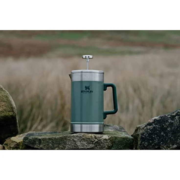 Stanley Classic Stay Hot French Press Kaffeepresse aus Edelstahl in der Farbe Hammertone Green 1,4l, Maße: 18,1cm x 12,4cm x 24,2cm, 675500 – Bild 4