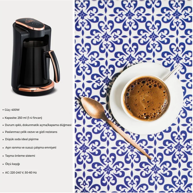 ANY MORNING French Press Kanne Türkische Kaffeemaschine, Edelstahl, 4 Tassen Kapazität, Sicherheitsfunktionen, 400W - Preisvergleich