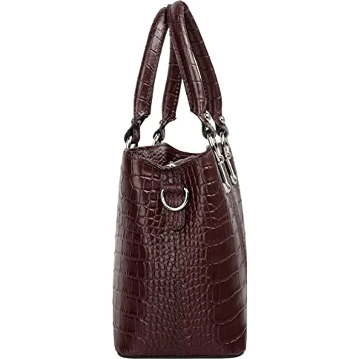 Cluty Umhängetasche, echt Leder in Kroko-Optik, Made in Italy, 2-geteiltes Hauptfach, abnehmbarer Schultergurt, Bodennägel – Bild 6