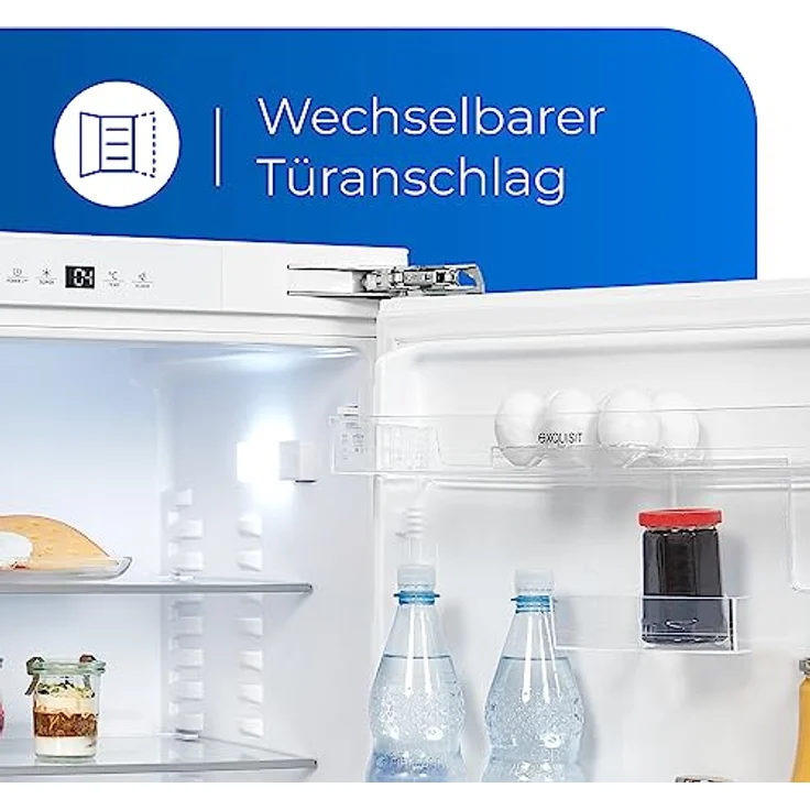 Exquisit Unterbau Kühlschrank UKS140-V-FE-010D | Nutzinhalt 138 l | Türanschlag wechselbar | LED Licht | Alarmsignal – Bild 5