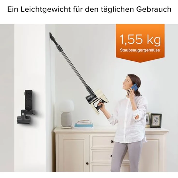 Roborock H5 Akku Staubsauger - 158AW Saugleistung, 120.000 RPM, Leichtes Design (1,55 kg), 60 Min Akkulaufzeit, 3-in-1 Bürstenköpfe Staubsauger Kabellos, Geeignet für Böden, Teppiche, Tierhaare – Bild 5