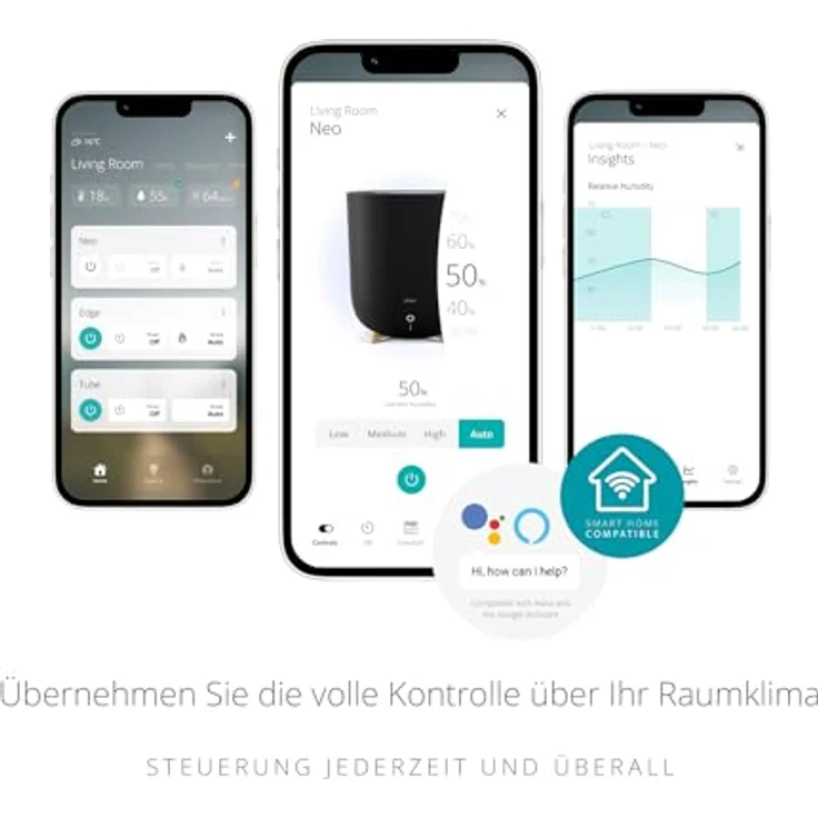Duux Neo Ultrashall Luftbefeuchter Leise 5L - Smart Air Humidifier - Raumbefeuchter für Schlafzimmer, Kinderzimmer und Pflanzen - Schwarz – Bild 4
