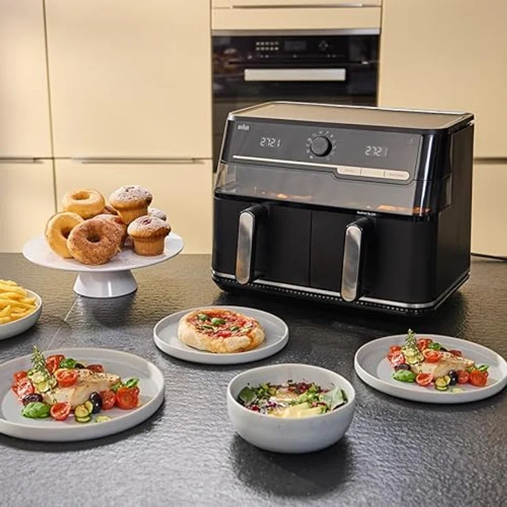Braun TwinCook 5 – 2-in-1 Heißluftfritteuse 10L, Dual-Zone Airfryer mit Sync & Match Funktion, RealOven Tec, digital, antihaft, Mattschwarz (TB5053IBK) – Bild 5