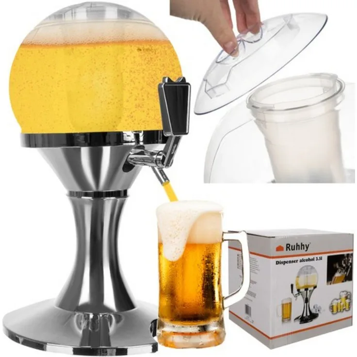 Ruhhy Bierzapfanlage Getränkespender, 3,5 Liter mit Eisbehälter und praktischem Sockel
