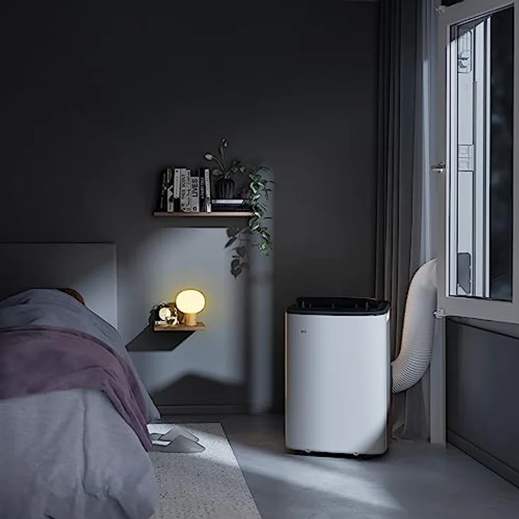 AEG Comfort 6000 AXP26U339CW mobiles Klimagerät, 30-40 m², LED-Display, Touch-Bedienung, App-Steuerung, Kühl-, Ventilator- und Entfeuchtungsfunktion, 64 dB(A), weiß/schwarz – Bild 2