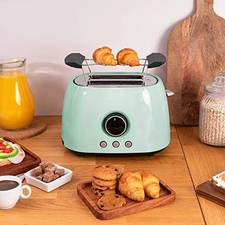 Cecotec Digitale Toaster ClassicToast 8000 Blue Double. 800W, 2 Extra breiten kurzen Schlitzen, 3 Voreingestellte Funktionen – Bild 2