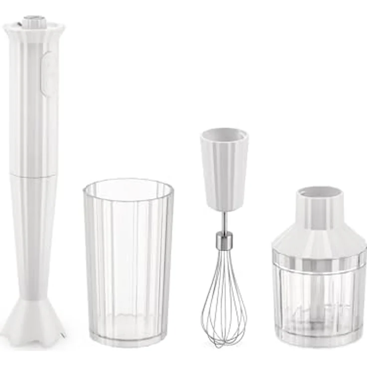 Alessi Plissé Handmixer Set, weiß - 500 Watt, 2 Geschwindigkeitsstufen, inklusive Zubehör – Bild 2