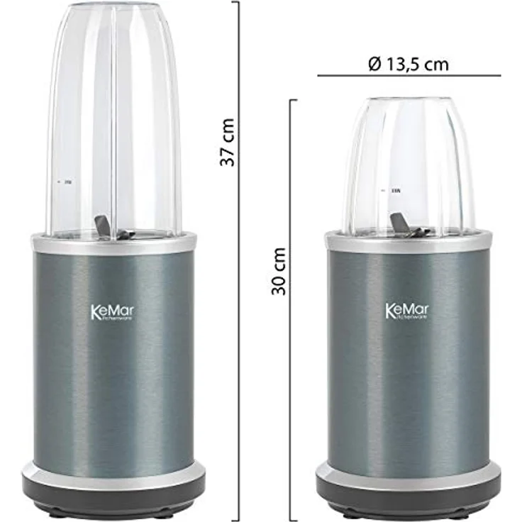 KeMar Standmixer (1000W, Anthrazit) Smoothiemaker, inkl. 2go Bechermit Sporttrinkdeckel, & 2 Klingen, 50ml Grinder -eloxierte Oberfläche - Mixer ice crush Funktion - cremige Smoothies & Milkshakes – Bild 4