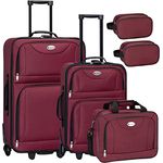 Juskys Trolley Reisekoffer Set 5 teilig - 60 Liter, 2 Rollen, Weichschale, wasserabweisend Stoff, leicht, Handgepäck - Koffer in Bordeaux