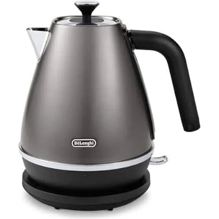 De'Longhi Wasserkocher Distinta Titanium KBIN2001.TB 360° Drehbarer Sockel Wasserstandanzeige 2000 W Herausnehmbarer Entkalker 1,7 L Schwarz