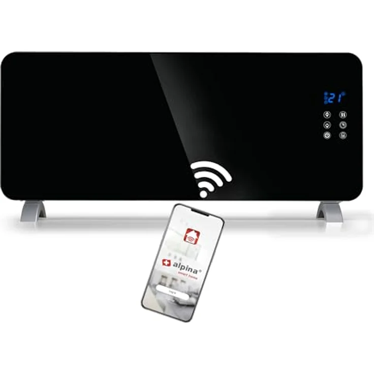 alpina Elektroheizkörper 2000W - Heizkonvektor mit Einstellbarer Temperatur - Timerfunktion, Schwarz – Bild 1