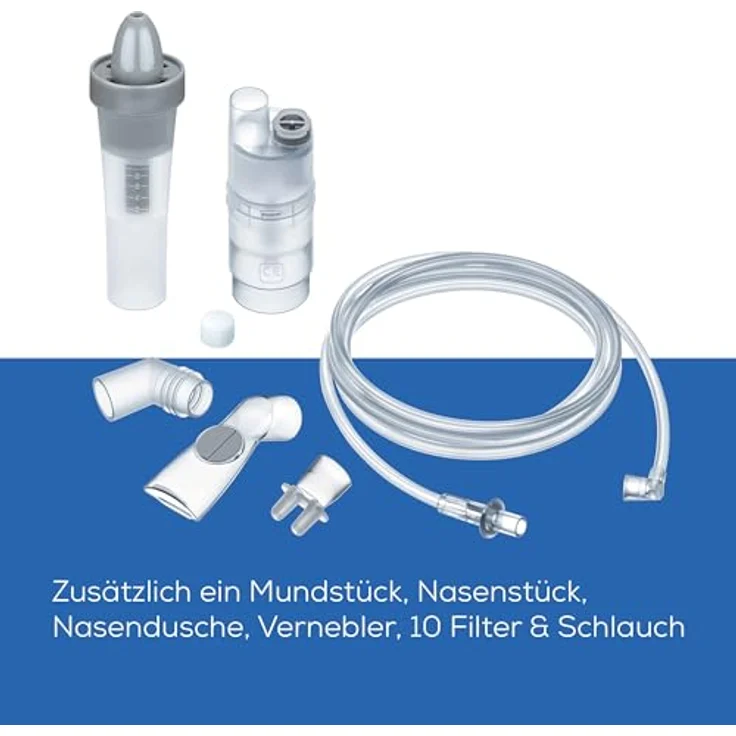 Beurer IH 28 Pro Yearpack, umfangreiches Nachkaufset mit hochwertigen Silikonsmasken & Nasendusche, Zubehör für den IH 28 Pro Inhalator, desinfektionsfähig, Vernebler, 10 Filter, Druckluftschlauch – Bild 3