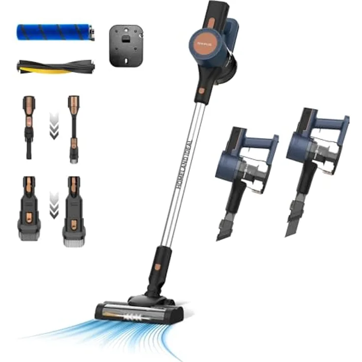 Taurus Homeland Ideal, 3-in-1 Kabelloser Staubsauger mit LED-Beleuchtung, blau/schwarz