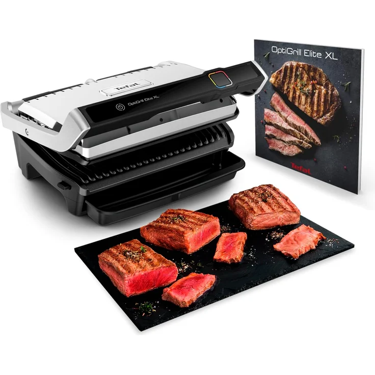 Tefal GC760D OptiGrill Elite XL Kontaktgrill, 2200 Watt, extra Grillboost für Grillstreifen, 16 Programme, für bis zu 8 Personen, inkl. Fettauffangschale, silber – Bild 2
