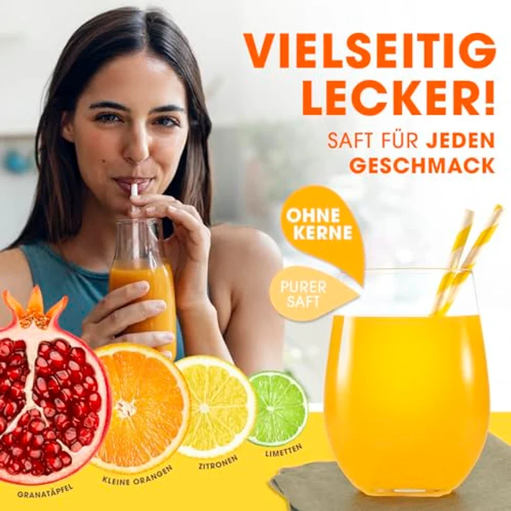 Lumaland Entsafter | Gusseisen Handpresse – müheloses Entsaften von Zitrusfrüchten | Leise Orangenpresse für Gemüse und Obst | Slow Juicer – pflegeleicht | Schwarz – Bild 3