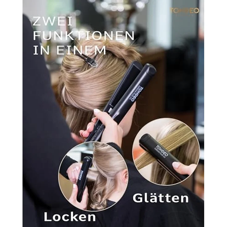 Tondeo Cerion PLUS 3.0 Glätteisen, Temperaturverstellung, max. 230 °C, Keramikbeschichtung, Abschaltautomatik, schwarz – Bild 3
