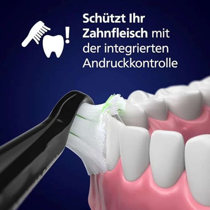 Philips Sonicare 5300 elektrische Zahnbürste, Schallzahnbürste mit 2 Intensitätsstufen, Andruckkontrolle, EasyStart, Smartimer und BrushPacer, Schwarz – Bild 5