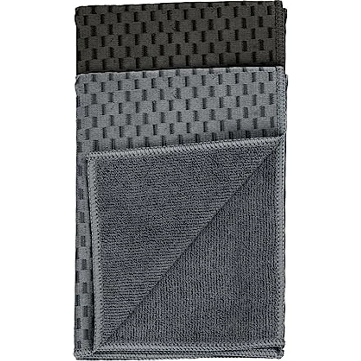 WENKO Mikrofaser Geschirrtücher Miko Schwarz, 2er Set - Fusselfreie Spül- und Putztücher, saugstark und schnelltrocknend, 40 x 60 cm, Teil der Serie Black Outdoor Kitchen – Bild 1